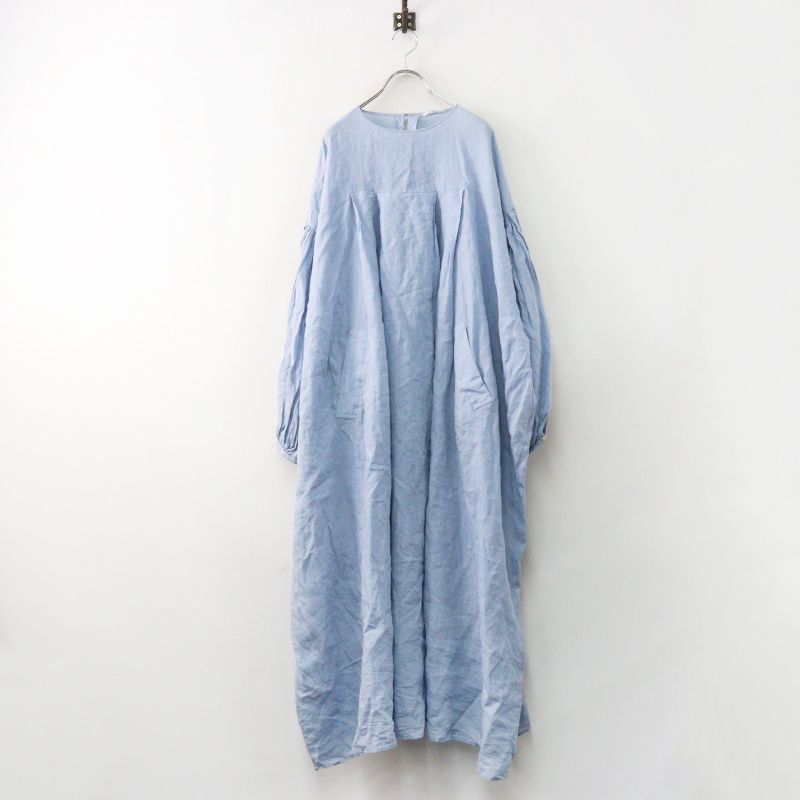 定価47300円 ホリディ HOLIDAY RAMIE SMOCK DRESS ラミースモックドレス ONE ブルー┃バルーンスリーブワンピース-.【2400014957822】