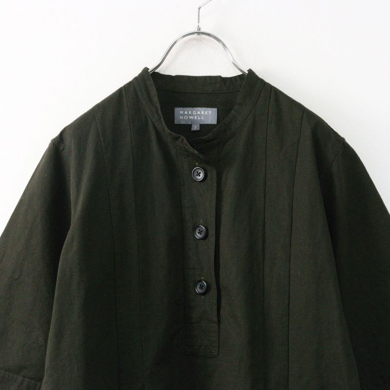 2024 マーガレットハウエル MARGARET HOWELL PLAIN WEAVE COTTON LINEN DRESS コットンリネンドレス 1 カーキ┃【2400014959307】