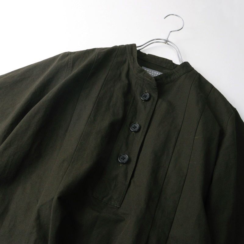 2024 マーガレットハウエル MARGARET HOWELL PLAIN WEAVE COTTON LINEN DRESS コットンリネンドレス 1 カーキ┃【2400014959307】
