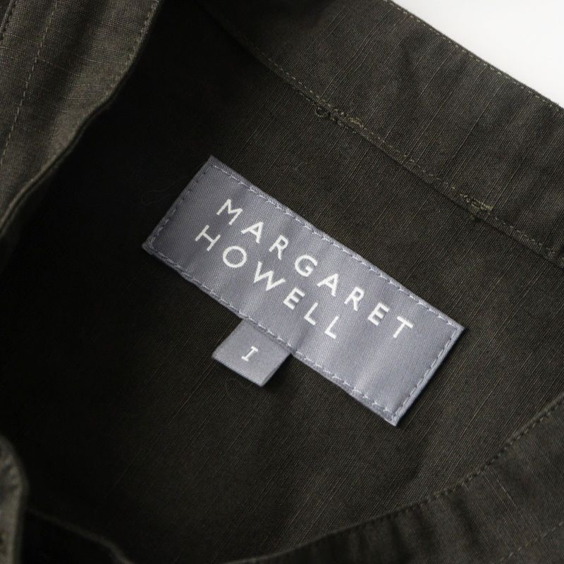 2024 マーガレットハウエル MARGARET HOWELL PLAIN WEAVE COTTON LINEN DRESS コットンリネンドレス 1 カーキ┃【2400014959307】