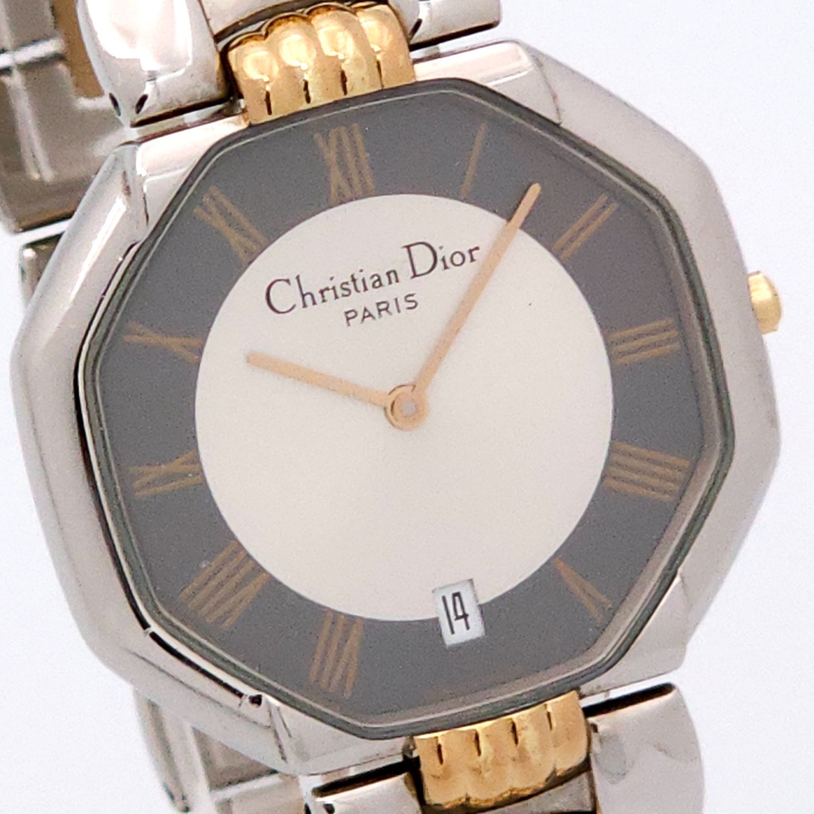 ★良品 Christian Dior クリスチャンディオール D45-204 QZ 動作品 オクタゴン コンビ