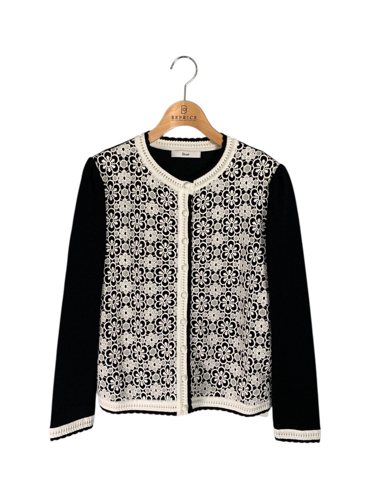 ルネ Lace Knit Cardigan 6412540 カーディガン 38 ブラック ITAPQQALT94B