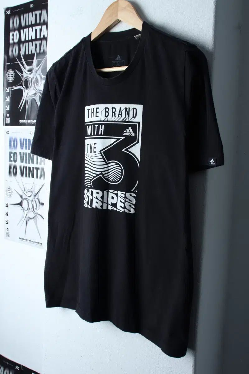 L) adidas アディダス 半袖 Tシャツ ビックロゴ ブラック オールド 