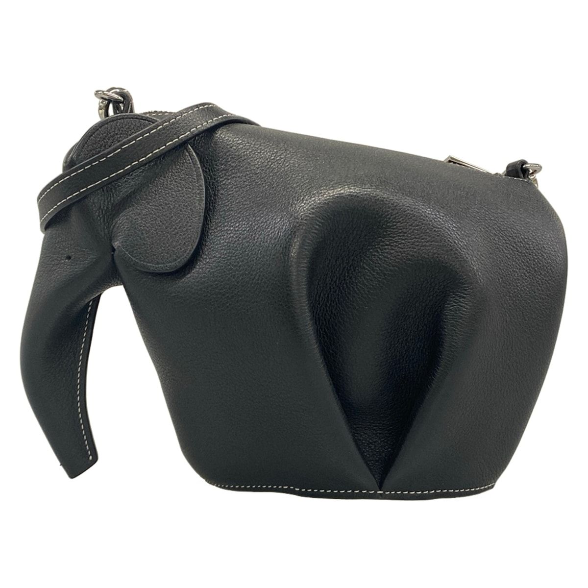 LOEWE(ロエベ) ショルダーバッグ美品 エレファント ミニバッグ 199.30M93 黒 ゾウ/ストラップ着脱可/斜めがけ