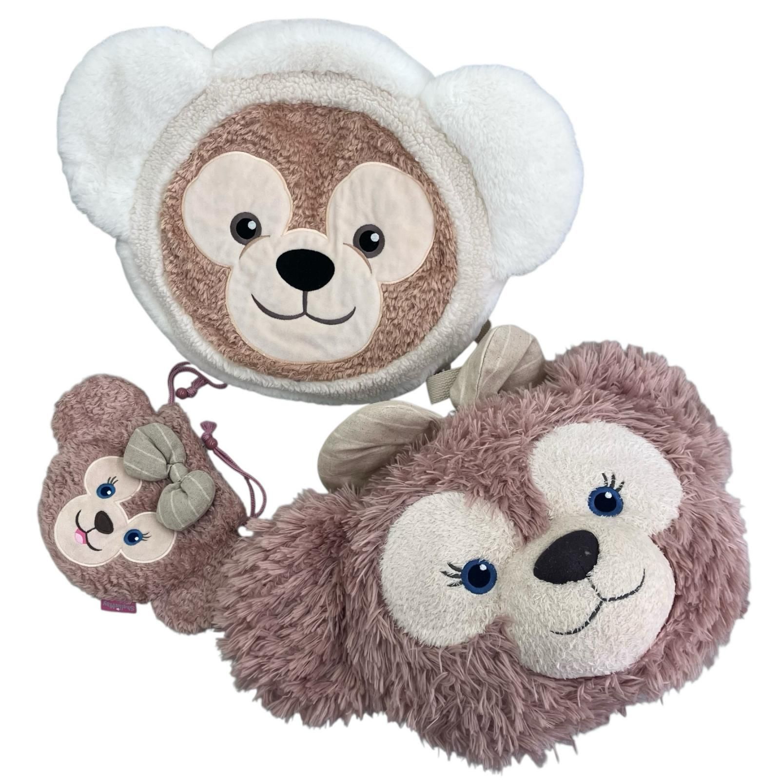 170071 現状品 Disney ディズニー ダッフィ シェリーメイ リュック クッション 巾着 3点まとめ売り