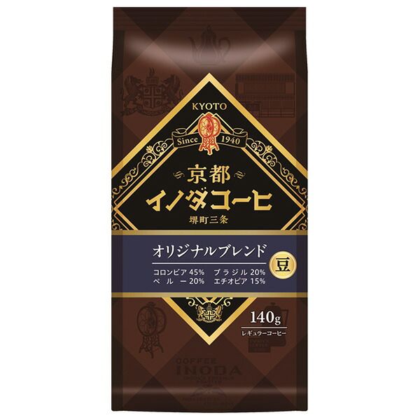 キーコーヒー 京都イノダコーヒ オリジナルブレンド 豆 140g×6入×(2ケース)| 送料無料 レギュラー コーヒー 珈琲 ブレンド 豆 ストック ドリンク 飲料 カフェ 挽き豆 レギュラーコーヒー ケース買い まとめ買い 業者 仕入れ 大量