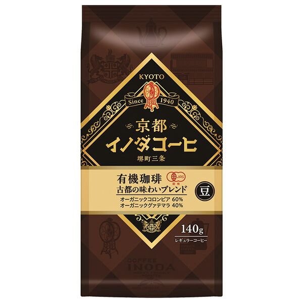 キーコーヒー 京都イノダコーヒ 有機珈琲古都の味わいブレンド(豆) 140g×6入×(2ケース)| 送料無料 レギュラー コーヒー 珈琲 ブレンド 豆 有機コーヒー ストック ドリンク 飲料 カフェ 挽き豆 レギュラーコーヒー ケース買い まとめ買い 業者 8,927円
