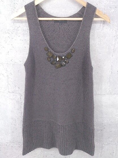 ◇ UNTITLED アンタイトル ノースリーブ ミニ チュニック ワンピース ニット 2 ブラウン * 1002799893275 【中古】 【1002799893275】
