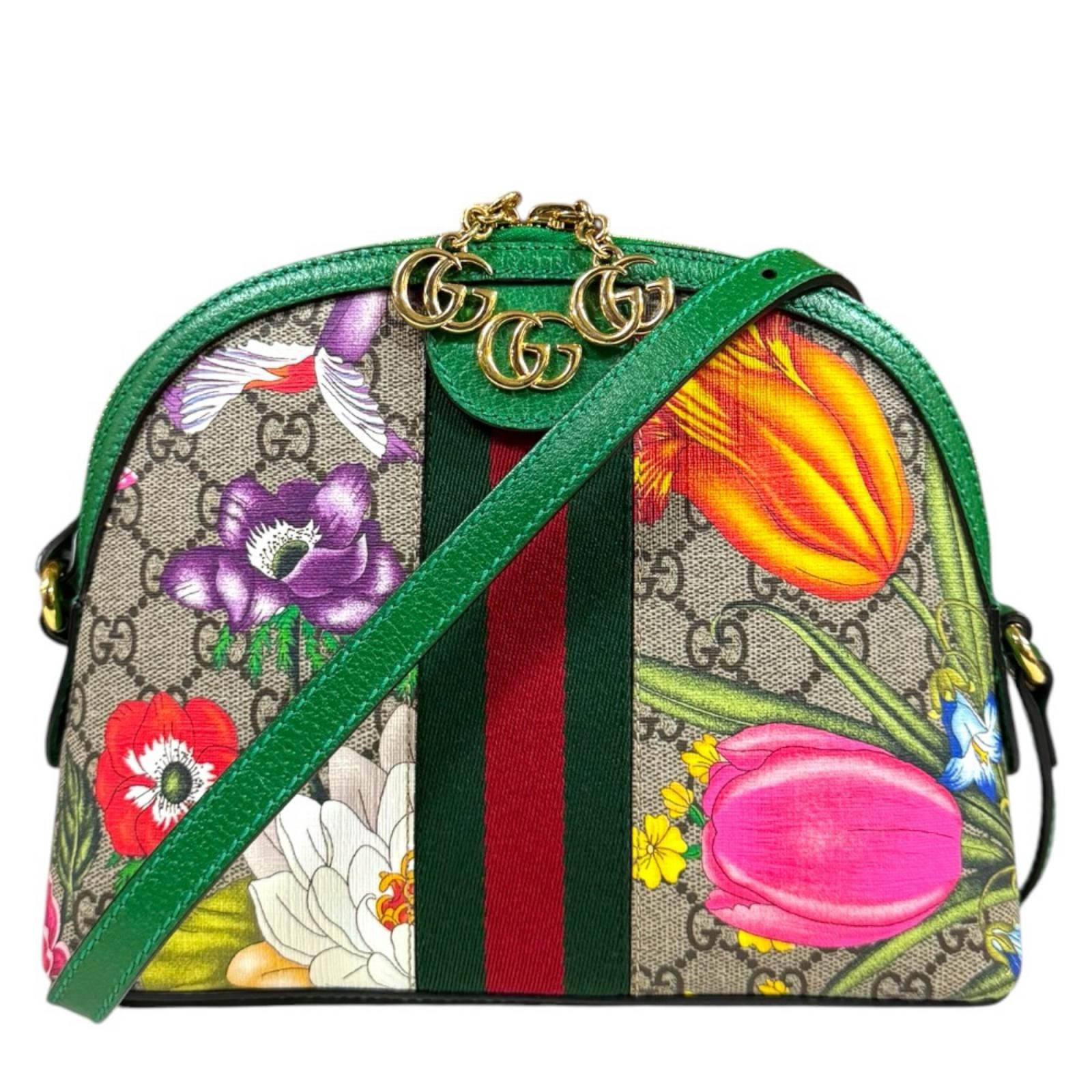 グッチ GGフローラ オフィディア ショルダーバッグ GGスプリームキャンバス 499621 グリーン レディース GUCCI 中古 グッチ