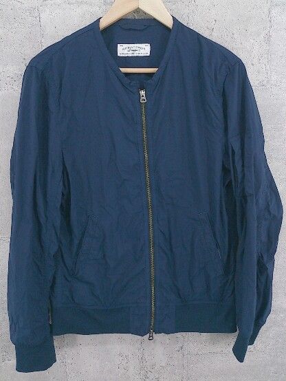 ◇ AUTHENTIC オーセンティック ジップアップ 長袖 ノーカラー ジャケット L ブルー * 1002799998949 【中古】 【1002799998949】