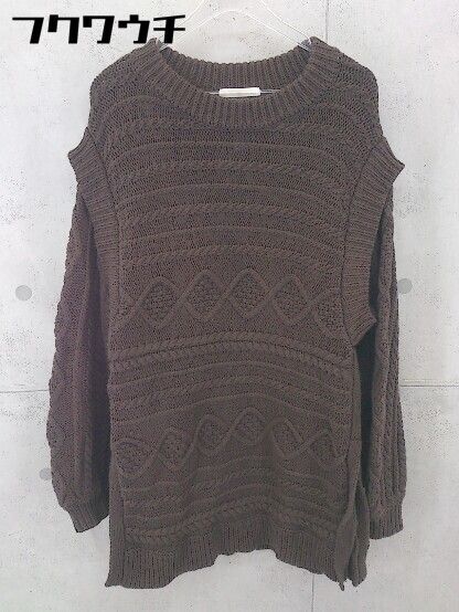 ◇ who's who Chico コットン ニット セーター 長袖 ミニ チュニックワンピース サイズF ダークブラウン レディース 【中古】 【1103050000262】