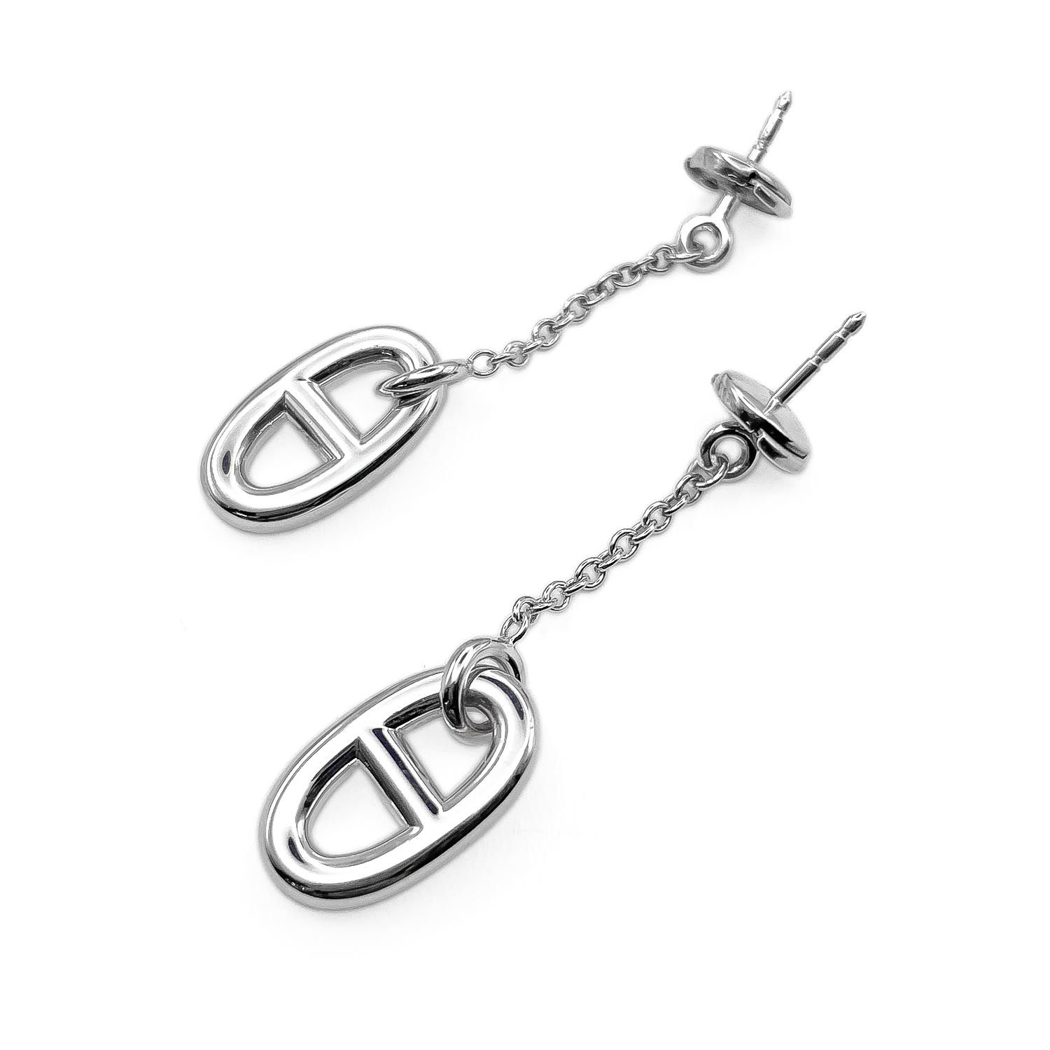 HERMES エルメス ファランドール ドロップ ピアス シェーヌダンクル SV925 シルバー 新品仕上済 ユニセックス 【中古】