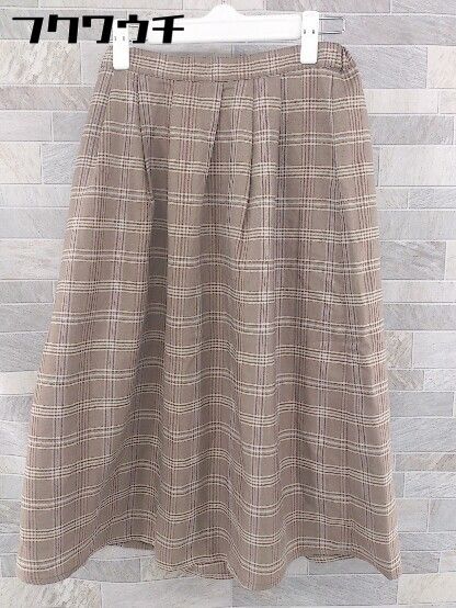 ◇ ehka sopo エヘカソポ SM2 サマンサ モスモス チェック 膝下丈 フレア スカート サイズM ベージュ系 レディース 【中古】 【1104020000398】