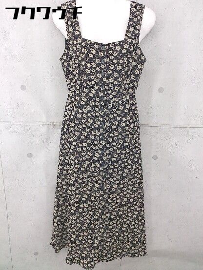 ◇ w closet ダブルクローゼット 花柄 フラワー ノースリーブ ロング ワンピース サイズF ブラック ベージュ レディース 【中古】 【1104020002002】