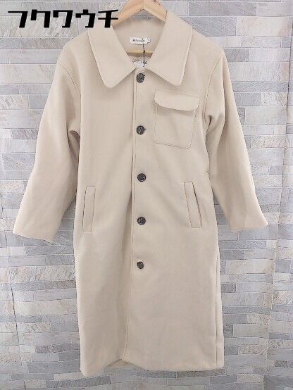 ■ ●美品● ◎ JUNOAH ジュノア タグ ウエストリボン付き 長袖 コート サイズM ベージュ系 レディース 【中古】 【1104020008738】