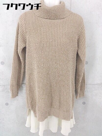 ◇ who's who Chico フーズフーチコ ニット ワンピース アンサンブル サイズF ホワイト ベージュ レディース 【中古】 【1104020007588】