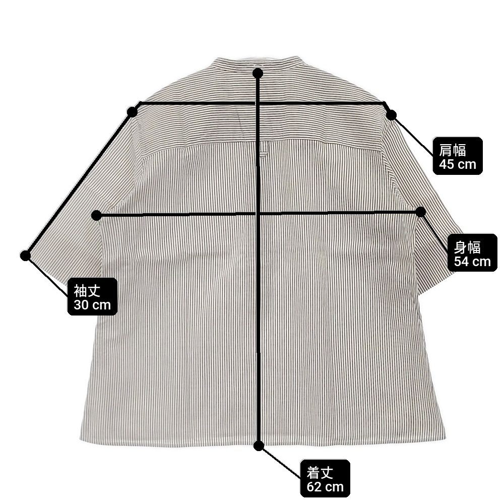 MHL. 595-0152507 COTTON LINEN STRIPE コットンリネンストライプ 定価18700円 半袖シャツ ホワイト ブラック レディース エムエイチエル【中古】6-0501S△