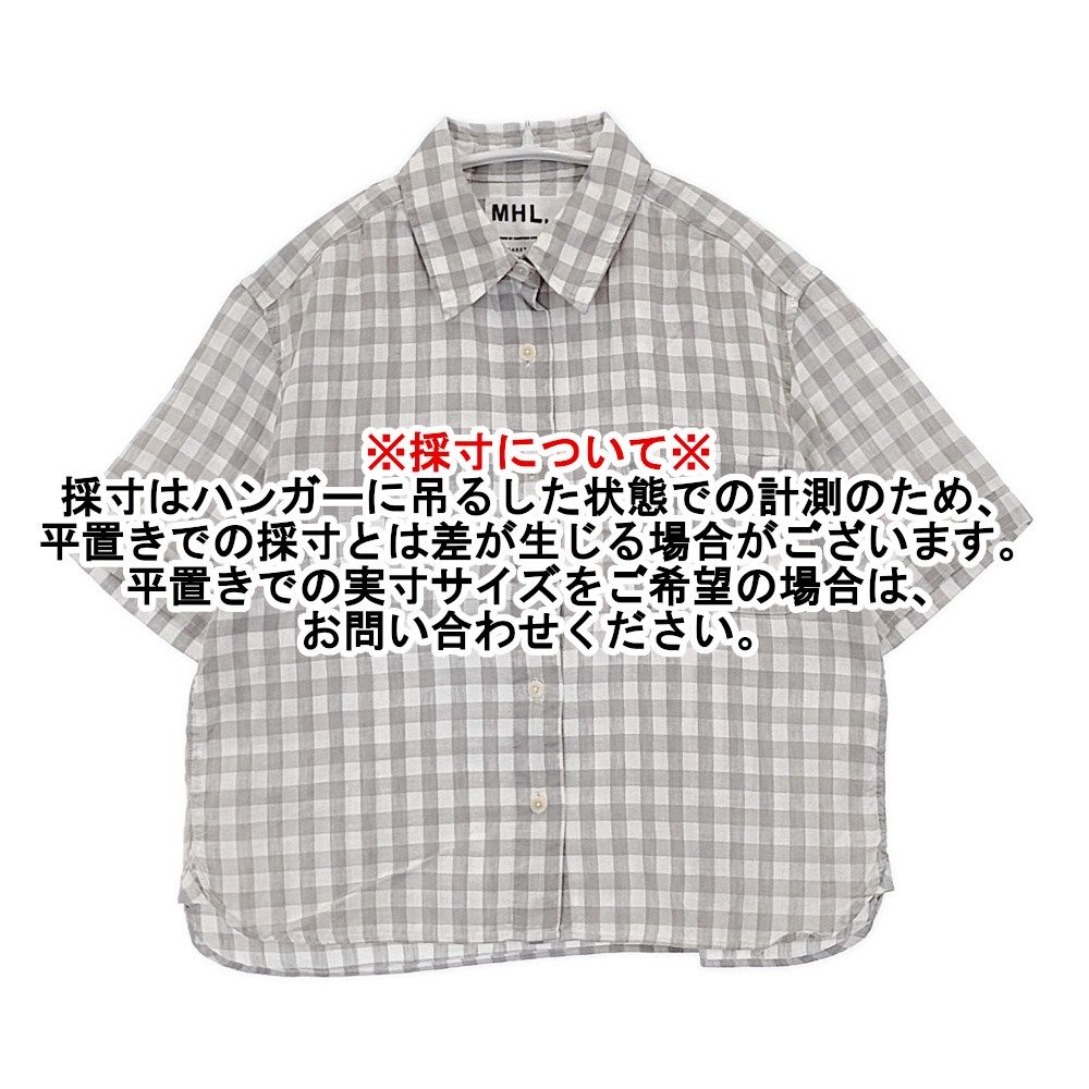 MHL. 595-152556 コットンリネン ギンガムチェック 半袖ブラウス サイズ1 半袖シャツ グレー ホワイト レディース エムエイチエル【中古】6-0501S△