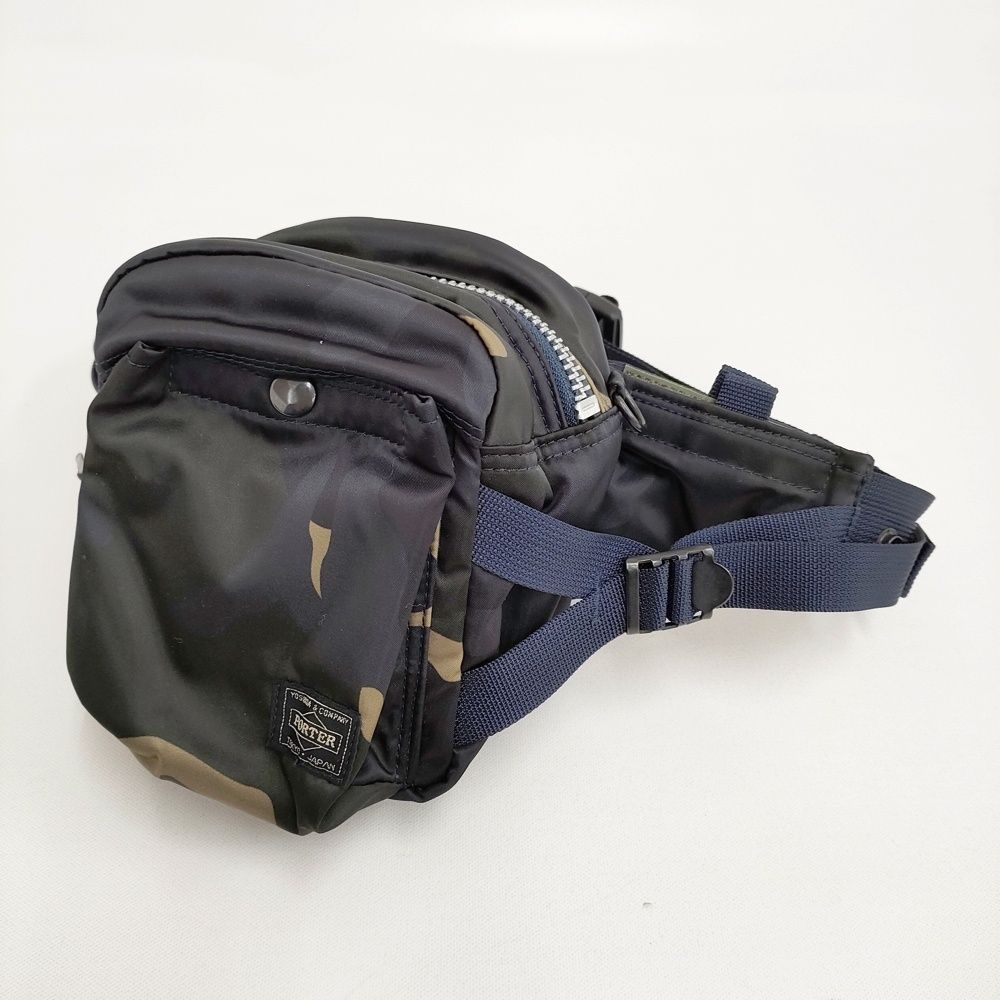 PORTER COUNTER SHADE FANNY PACK 定価36300円 迷彩 カモフラ ウエストバッグ ブラック カーキ メンズ ポーター【中古】6-0501G♪