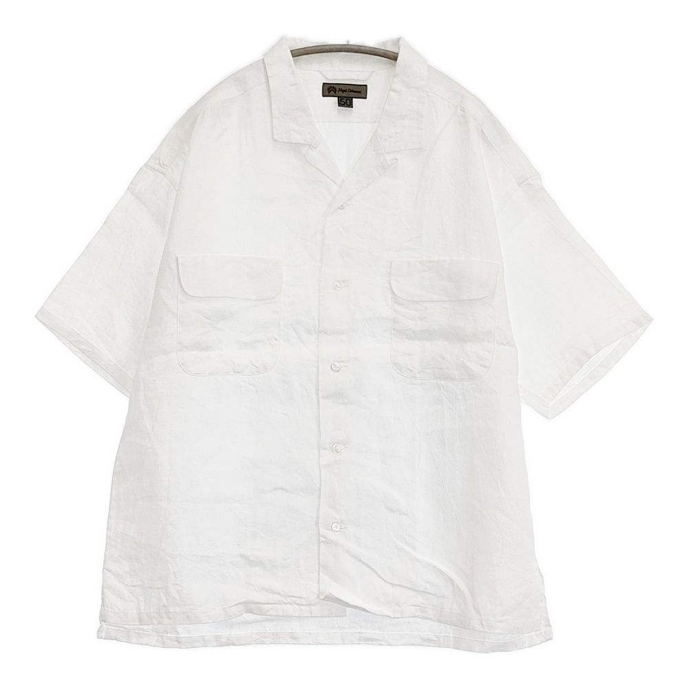 Nigel Cabourn オープンカラーシャツ リネンツイル サイズ50 定価31900円 半袖シャツ ホワイト メンズ ナイジェルケーボン【中古】6-0501S♪