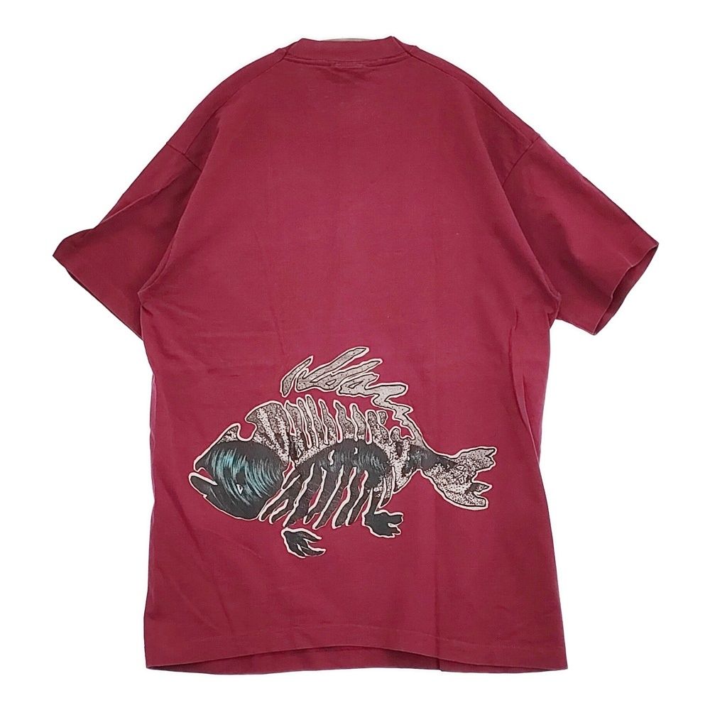 BRONZ AGE ブロンズエイジ スカルフィッシュ 90年代 USA製 サイズL 半袖Tシャツ カットソー レッド メンズ【中古】6-0501S♪