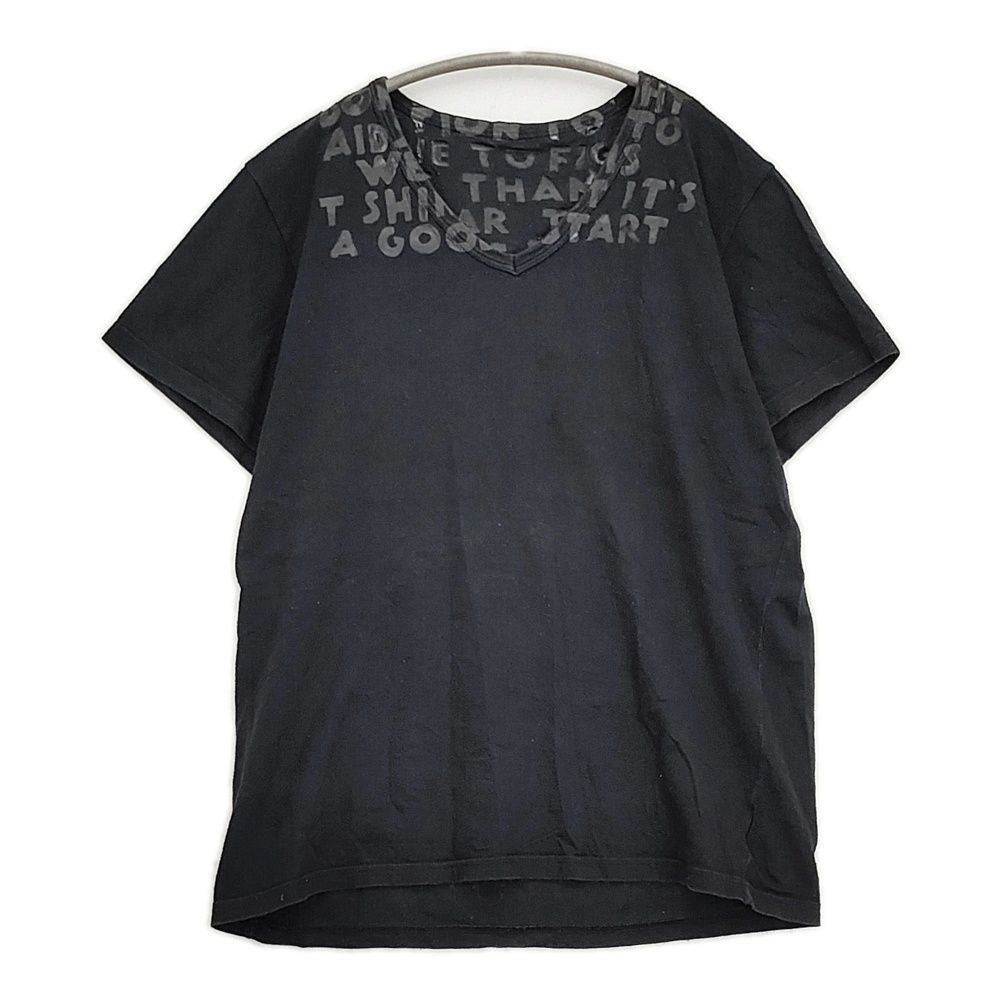 MARTIN MARGIELA エイズT ここのえ時代 Vネック 半袖Ｔシャツ カットソー ブラック×ブラック メンズ マルタンマルジェラ【中古】6-0501S♪
