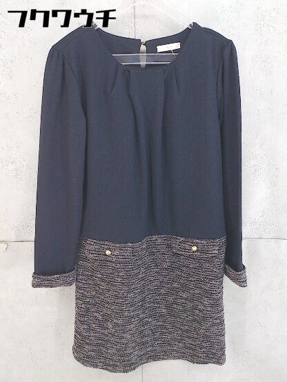 ◇ ViS ビス 切り替え 長袖 ミニ ワンピース サイズM ネイビー レディース 【中古】 【1104050007282】