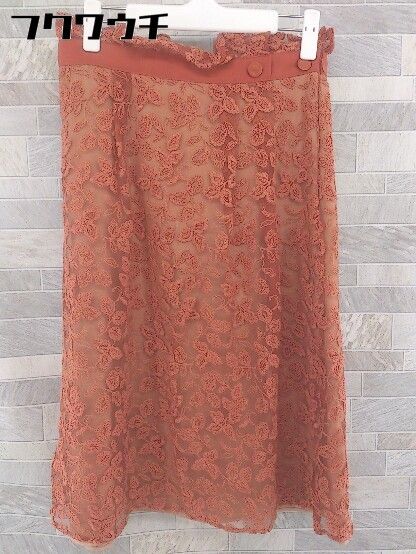 ◇ JILL STUART ジル スチュアート 刺繍 膝下丈 フレア スカート サイズ4 テラコッタ レディース 【中古】 【1104050006872】