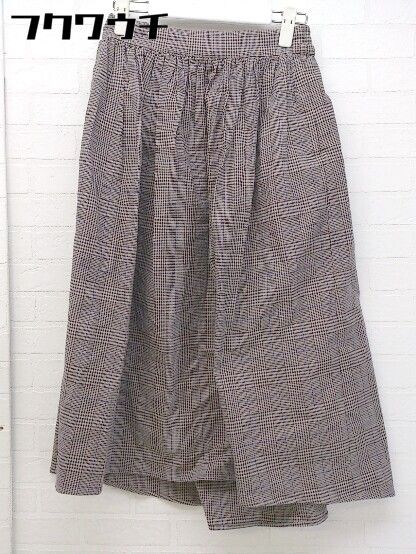 ◇ A day in the life UNITED ARROWS チェック 膝下丈 フレア スカート ブラウン ベージュ系 レディース 【中古】 【1104050006506】