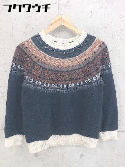 ◇ Sonny Label サニーレーベル URBAN RESEARCH 総柄 長袖 ニット セーター サイズF ネイビー マルチ レディース 【中古】 【1104050009583】