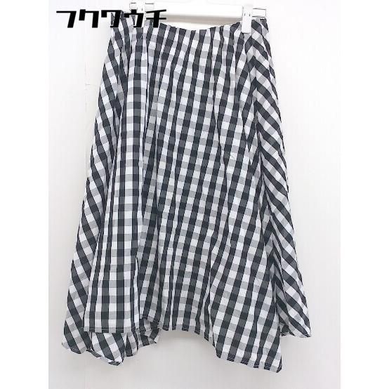 ◇ Simplicite シンプリシテェ ウエストゴム チェック 膝下丈 フレア スカート ブラック ホワイト レディース 【中古】 【1108030005701】