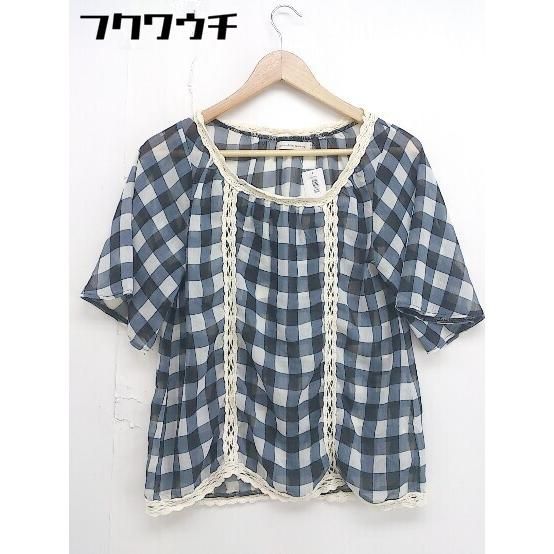 ◇ green label relaxing UNITED ARROWS チェック 切替 五分袖 シャツ ブラウス ネイビー マルチ レディース 【1108260005267】 10,125円