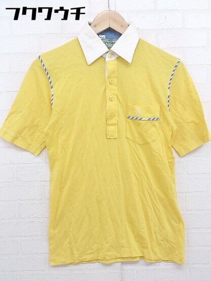 ◇ GRAND SLAM Munsingwear ワンポイント 半袖 ポロシャツ ゴルフウエア サイズ 1 イエロー ホワイト メンズ 【中古】 【1109020010026】