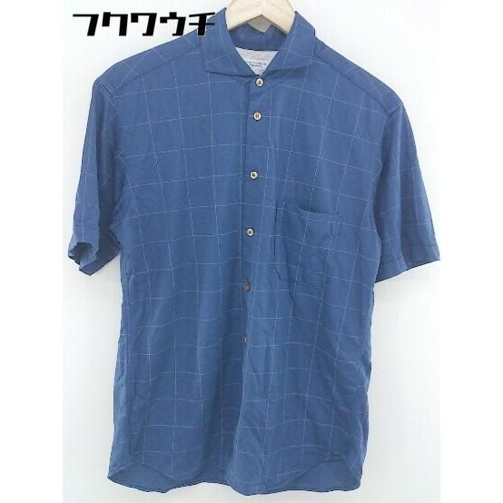 ◇　◎ BEAUTY & YOUTH UNITED ARROWS チェック 半袖 シャツ サイズL ネイビー メンズ 【中古】 【1109080002306】