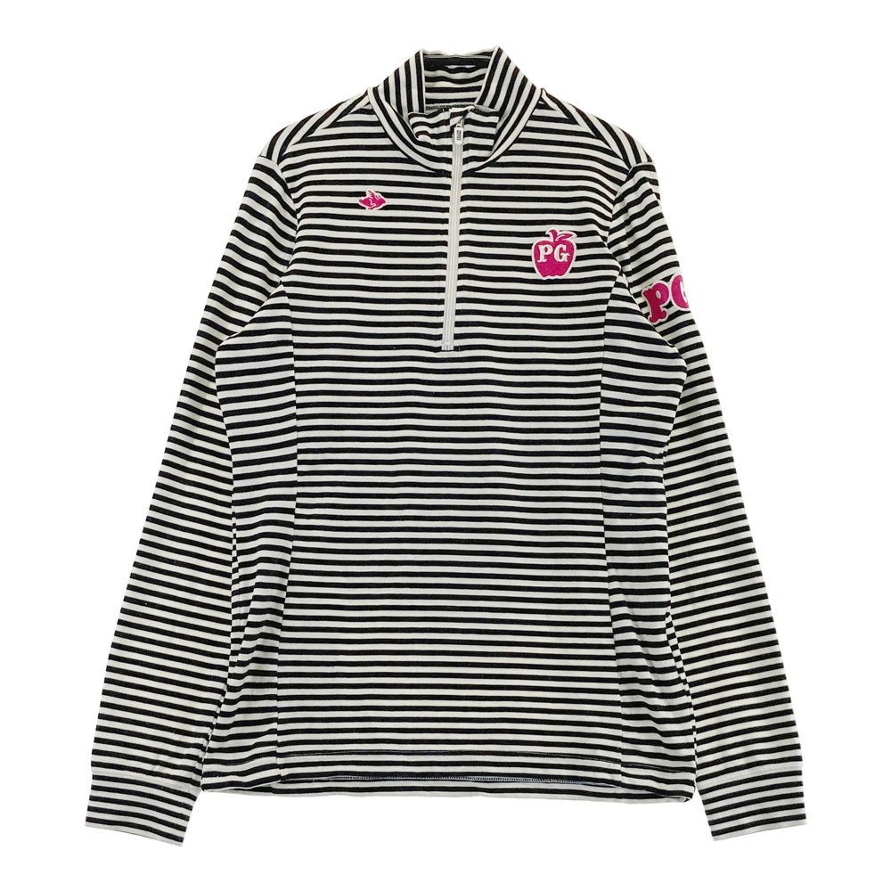 サイズ：1 PEARLY GATES パーリーゲイツ ハーフジップ 長袖Tシャツ ボーダー柄 ホワイト系 [240101687567] ゴルフウェア レディース ストスト
