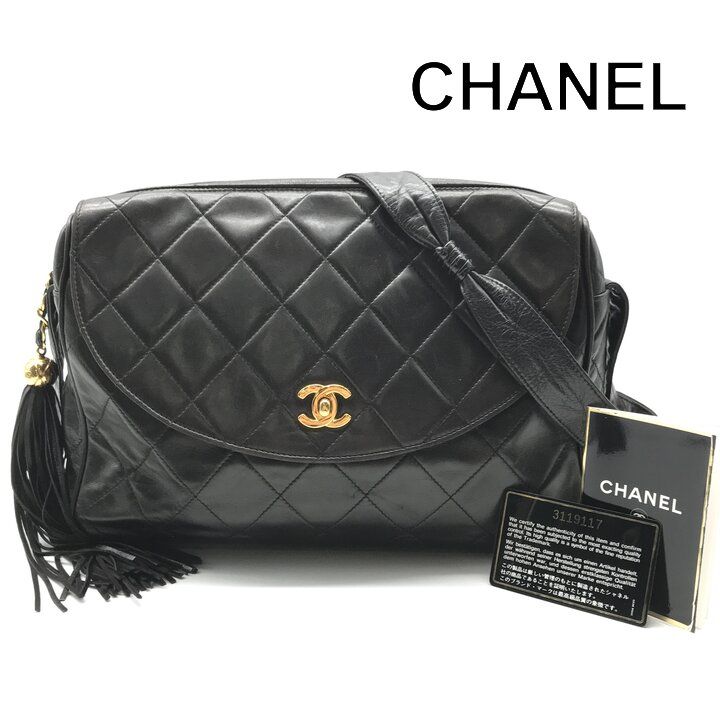 良品 CHANEL シャネル ココマーク マトラッセ ラムスキン レザー