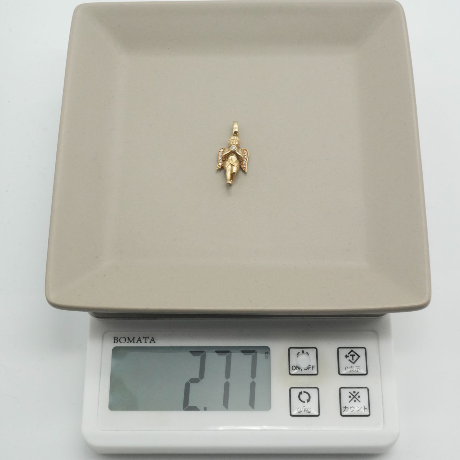現行品 アヴァランチ K10×ダイヤ ネックレストップ 天使/26-0266