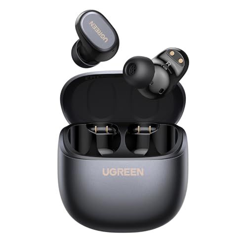 【2026最新！】UGREEN Dots ワイヤレスイヤホン Bluetooth 6.0 超小型【片耳7.3g軽量化/10mmチタニウム製ドライバー/ 合計32時間再生 /IPX5防水/AI通話ノイキャン】空間オーディオ 超軽量 2台デバイス b8fc0399