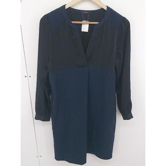 ◇ ◎ URBAN RESEARCH ROSSO バイカラー Iライン 長袖 ミニ ワンピース サイズ F ネイビー ブラック レディース 【中古】 【1204220003448】