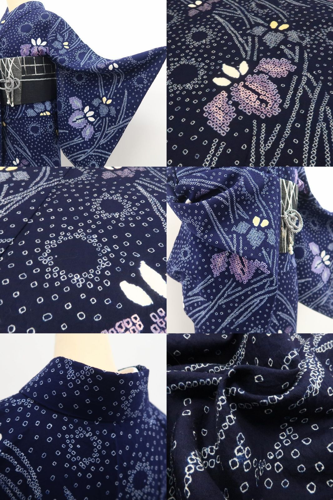❁tomihisa❁新品 有松鳴海絞り お仕立て上がり品 菖蒲 夏着物 綿