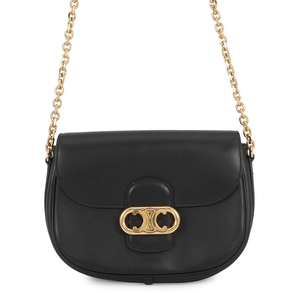 セリーヌ チェーンショルダーバッグ マイヨン トリオンフ レザー 19134 CELINE 黒