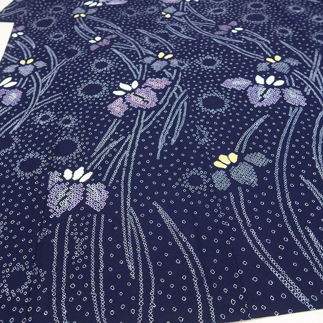 ❁tomihisa❁新品 有松鳴海絞り お仕立て上がり品 菖蒲 夏着物 綿