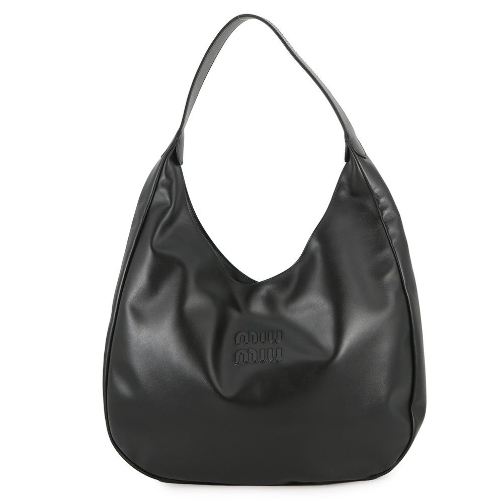 ミュウミュウ ショルダーバッグ ホーボーバッグ レザー 5BC155 MIUMIU 黒 ワンショルダー