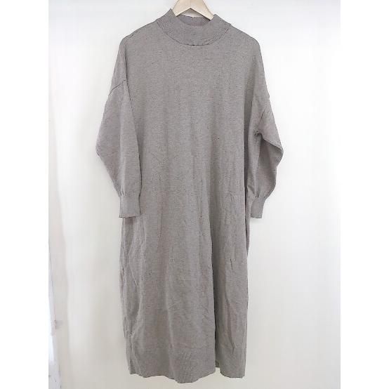 ◇ GLOBAL WORK グローバルワーク ハイネック 長袖 膝下丈 ニットワンピース サイズF ブラウン ベージュ レディース 【中古】 【1207010001495】