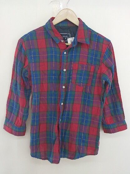◇ ABAHOUSE ecru アバハウスエクリュ チェック 長袖 シャツ サイズM レッド ブルー グリーン メンズ 【中古】 【1206300004666】