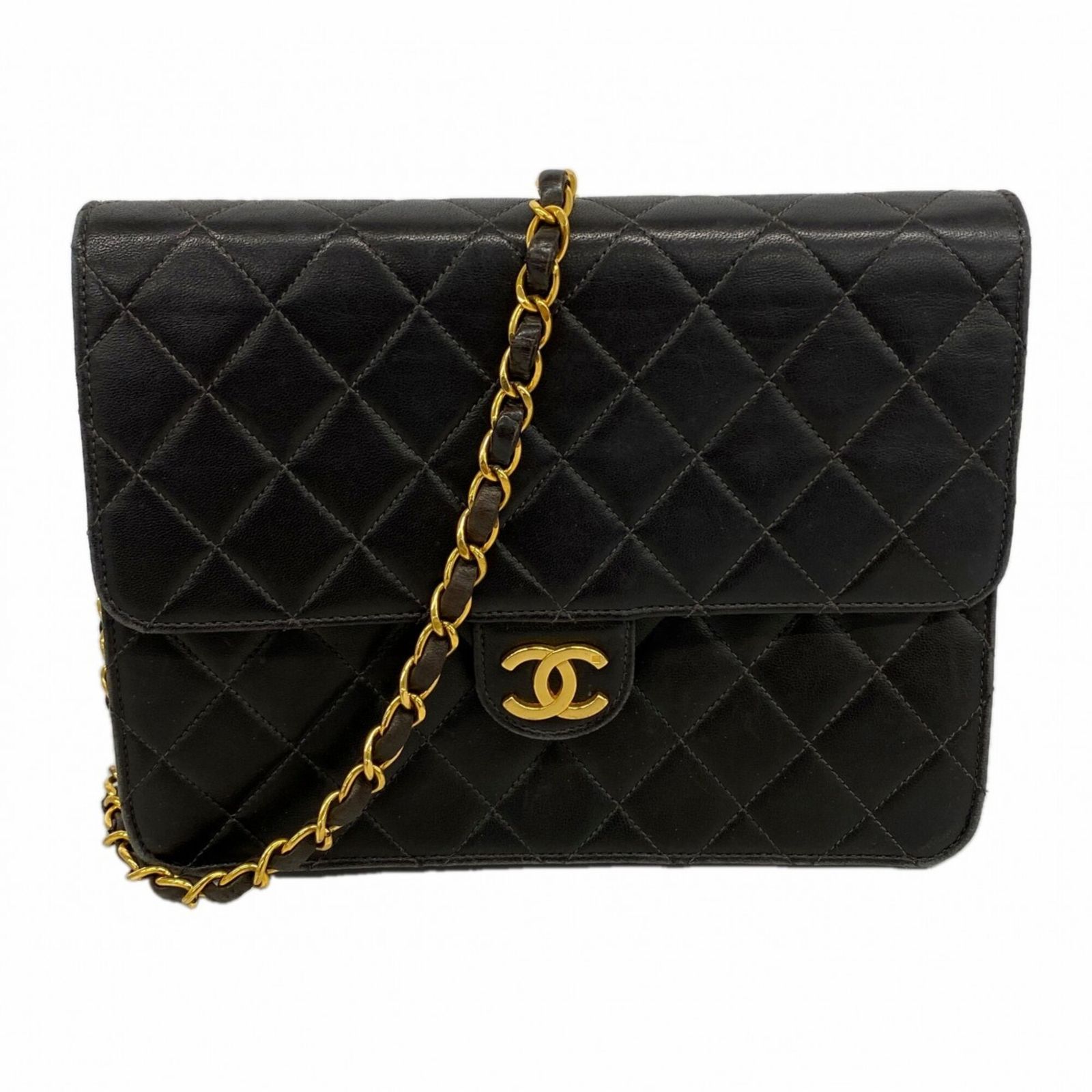 シャネル(Chanel) シャネル ショルダーバッグ マトラッセ チェーンショルダー ラムスキン ブラック レディース