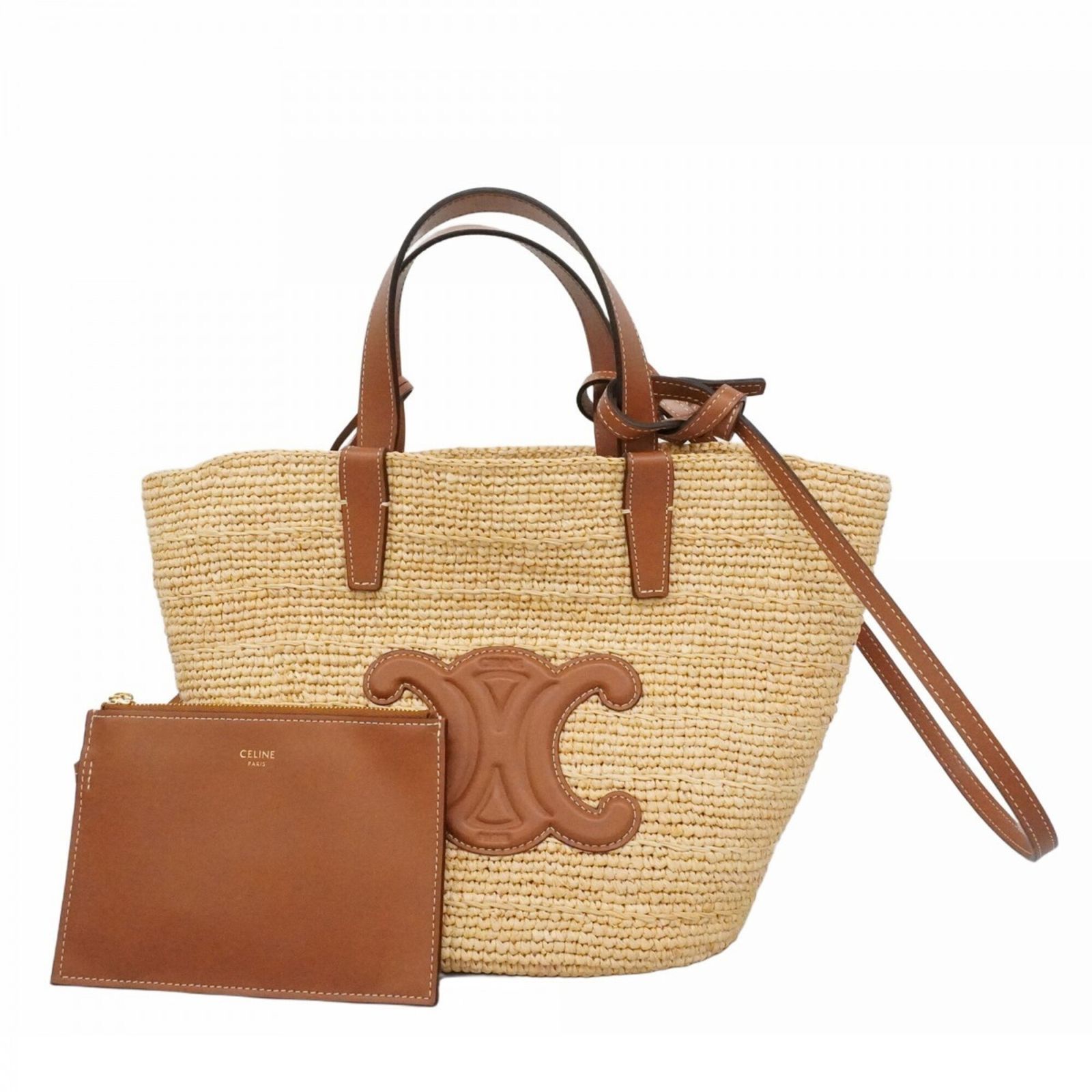 セリーヌ(Celine) セリーヌ ハンドバッグ ティーン サプル ラフィア ベージュ ブラウン レディース