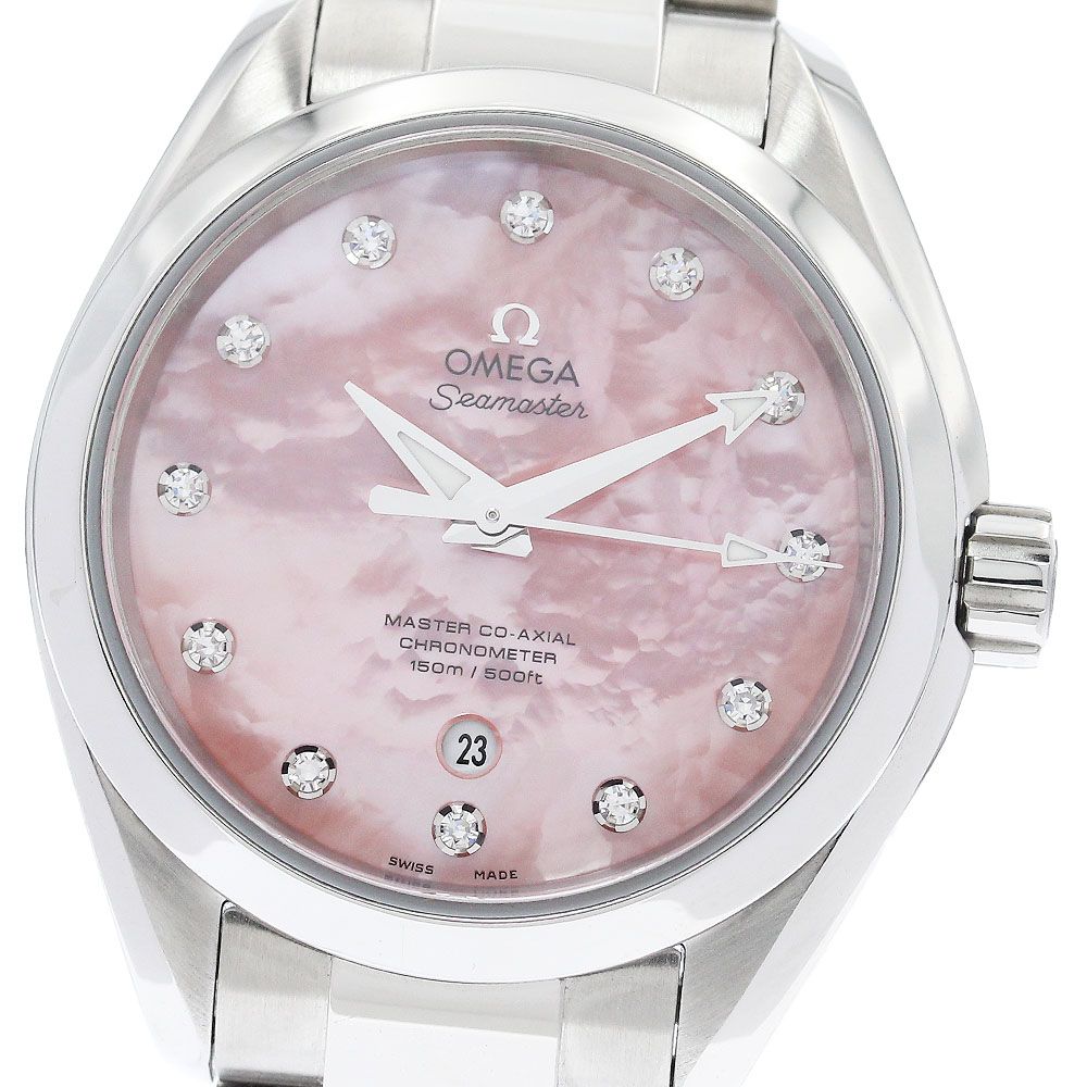 オメガ OMEGA 231.10.34.20.57.003 シーマスター アクアテラ 12Pダイヤ デイト 自動巻き レディース 良品 保証書付き_958889