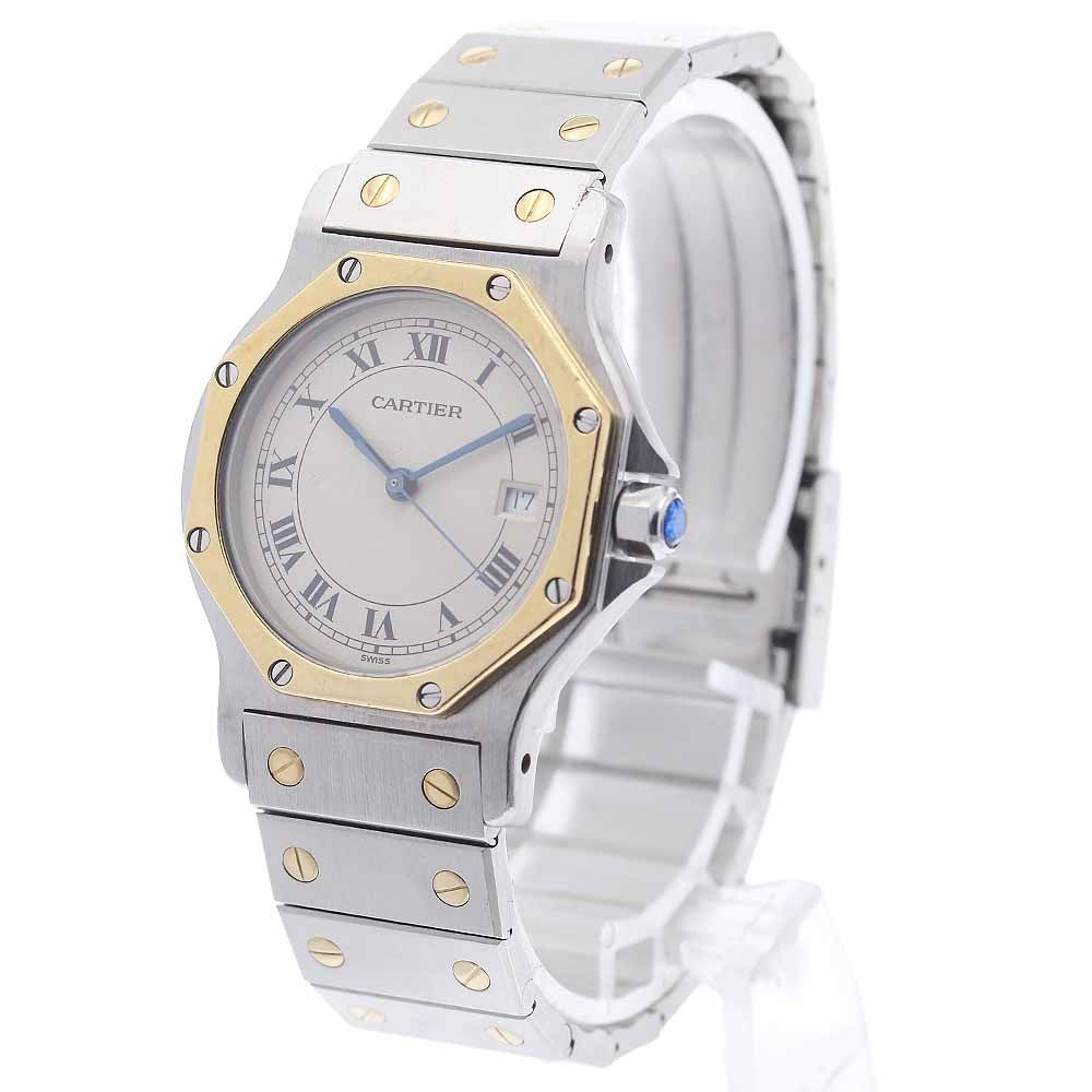カルティエ CARTIER サントスオクタゴンLM YGベゼル デイト クォーツ
