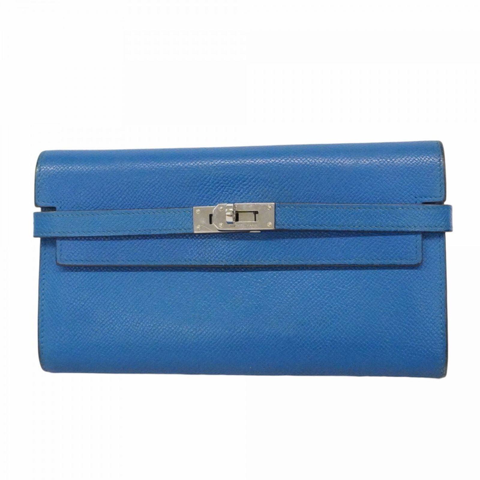 エルメス(Hermes) エルメス 長財布 ケリーウォレット ヴォーエプソン ブルーイズミール □O刻印メンズ レディース
